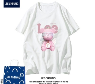 【返16】内部价39.90元LEE CHEUNG联名款2022夏季情侣纯棉男女宽松上衣圆领短袖T恤潮牌
